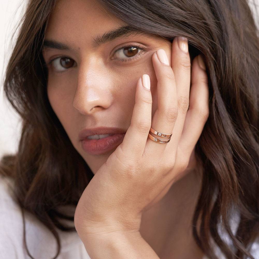 Birthstone Stackable Ring - 18k Rose Gold Plated