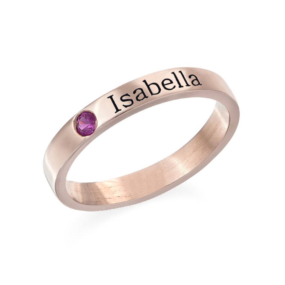 Birthstone Stackable Ring - 18k Rose Gold Plated