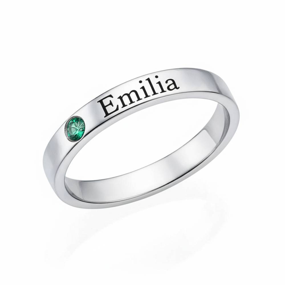 Name Ring with Birthstone - Stackable Birthstone Name Ring - Ring with Kids Names - Personalized Mother Ring - Gift for New Mom