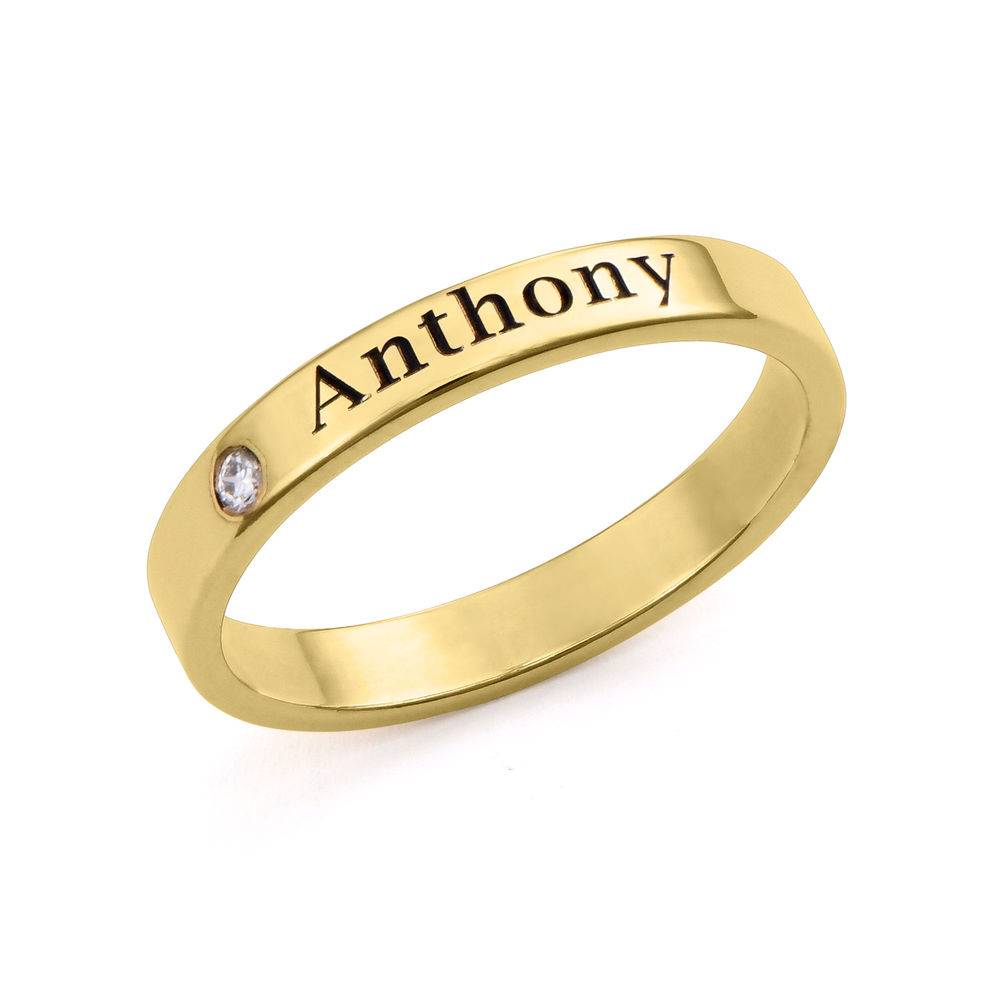 Stackable Diamond Name Ring in 18K Gold Vermeil
