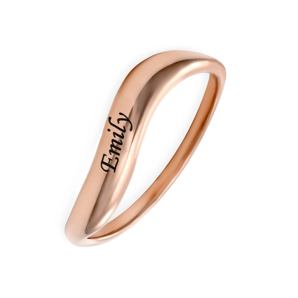 Stackable Wavy Name Ring in Rose Gold Plating