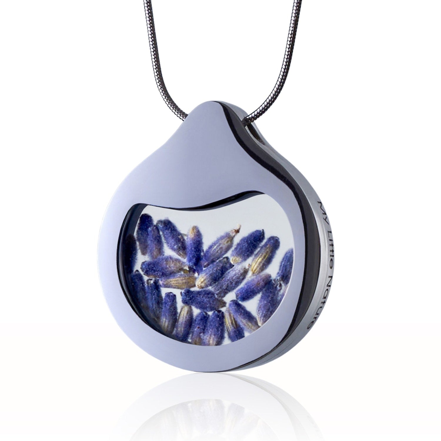 Handcrafted Designer Statement Necklace With Natural Provence Lavender – Floral-Inspired Jewelry Pendant In Stainless Steel, Elegant Gift For Flower L