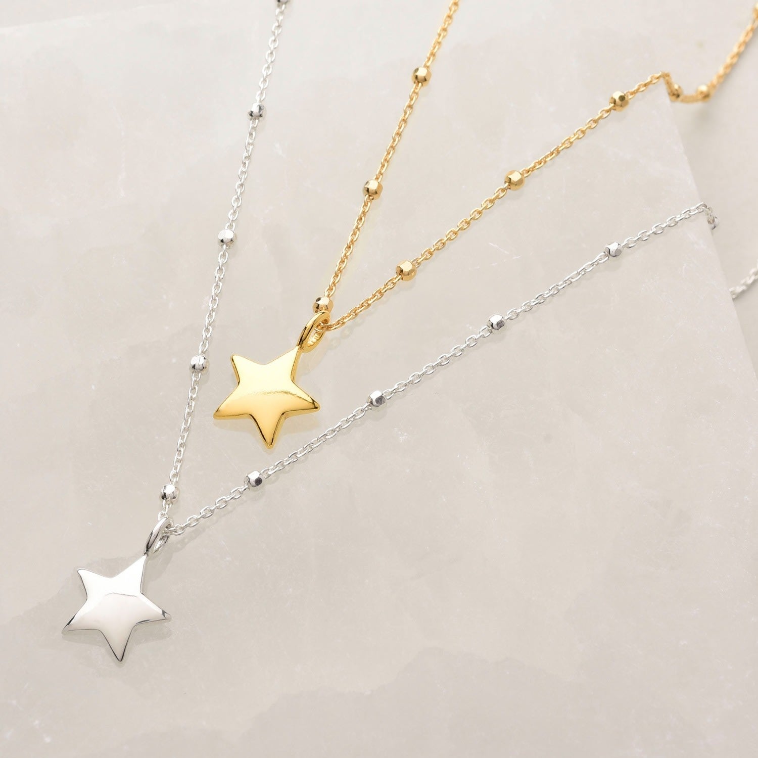 Star Charm Necklace Gold Plated Sterling Silver