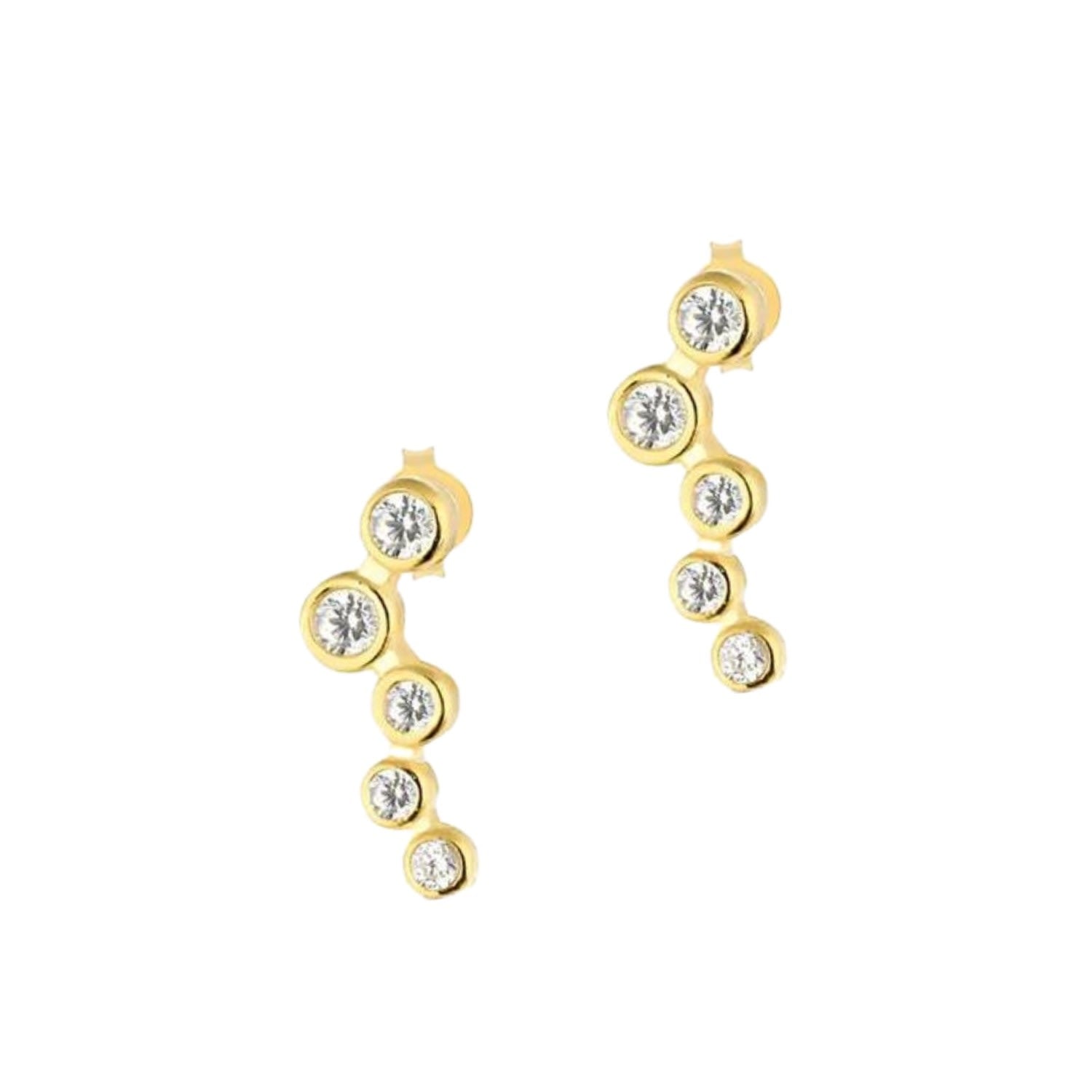 Star Cluster Stud Earring Sterling Silver - Gold
