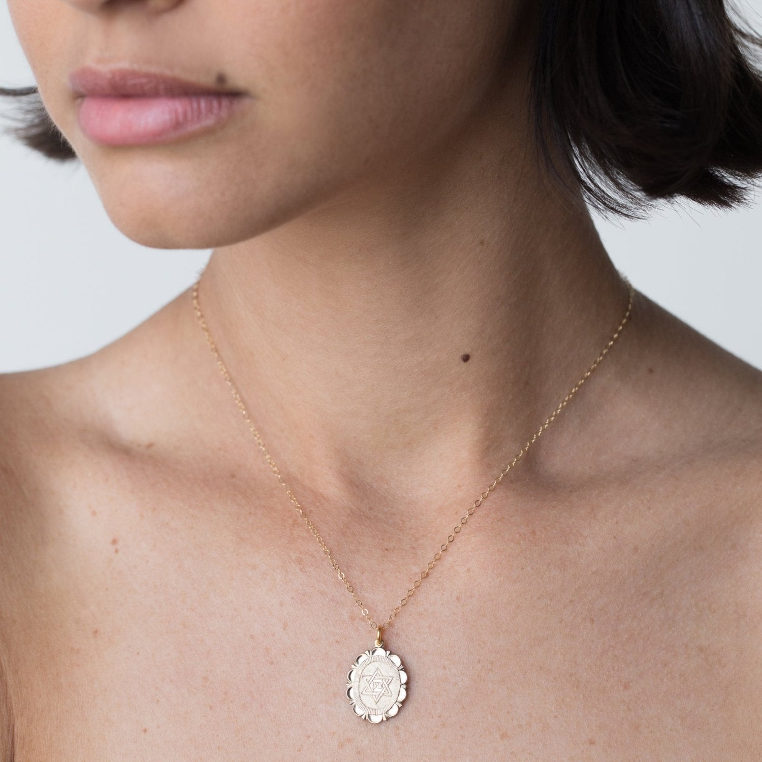 Star Of David Charm Necklace Gold Filled Pendant Jewish Delicate