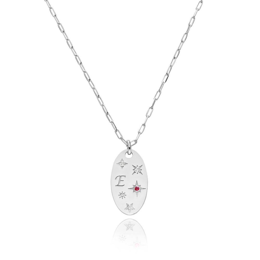 Star of Mine Initial Pendant Necklace in Silver