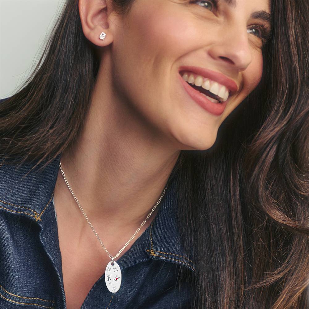 Star of Mine Initial Pendant Necklace in Silver