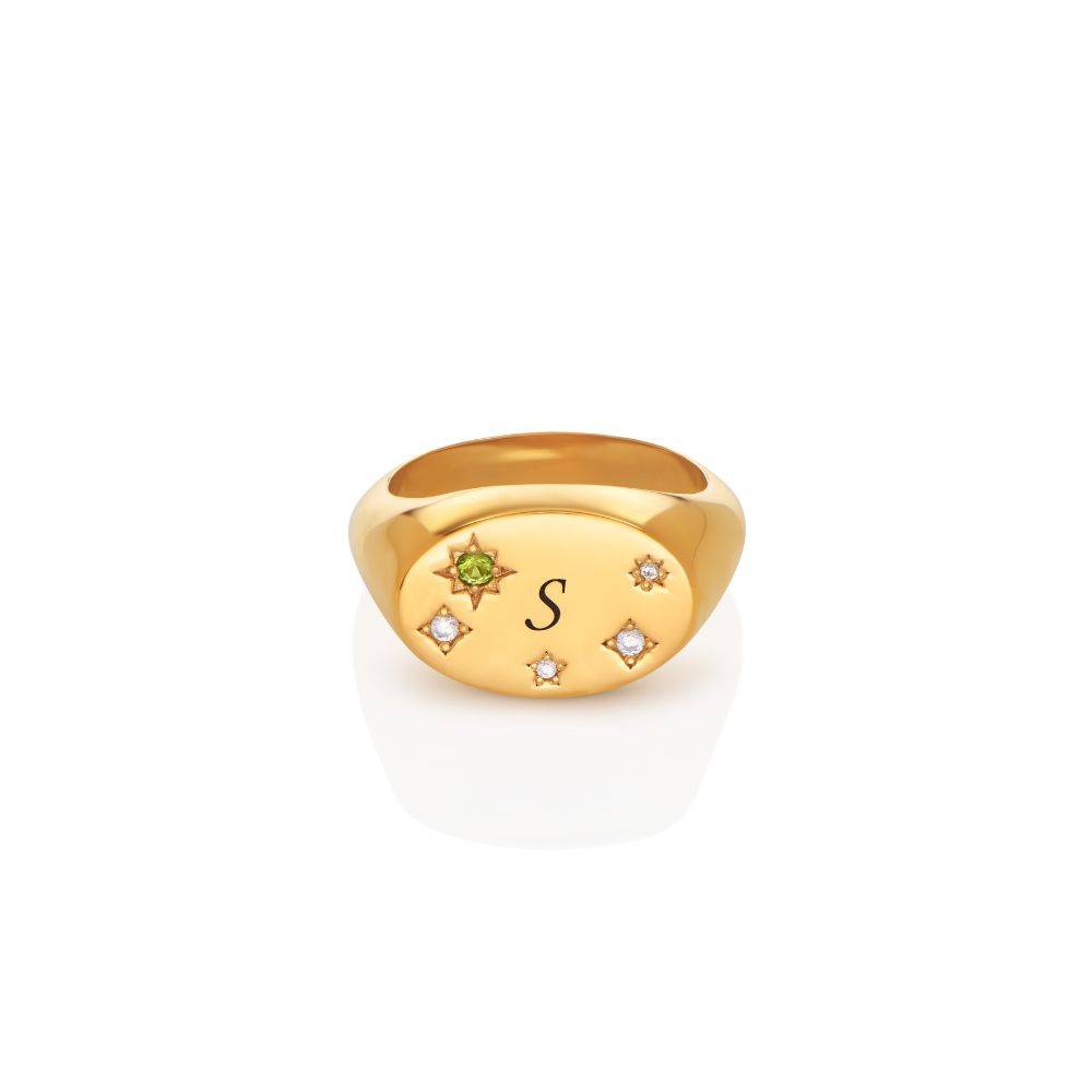 Star of Mine Initial Ring in Vermeil