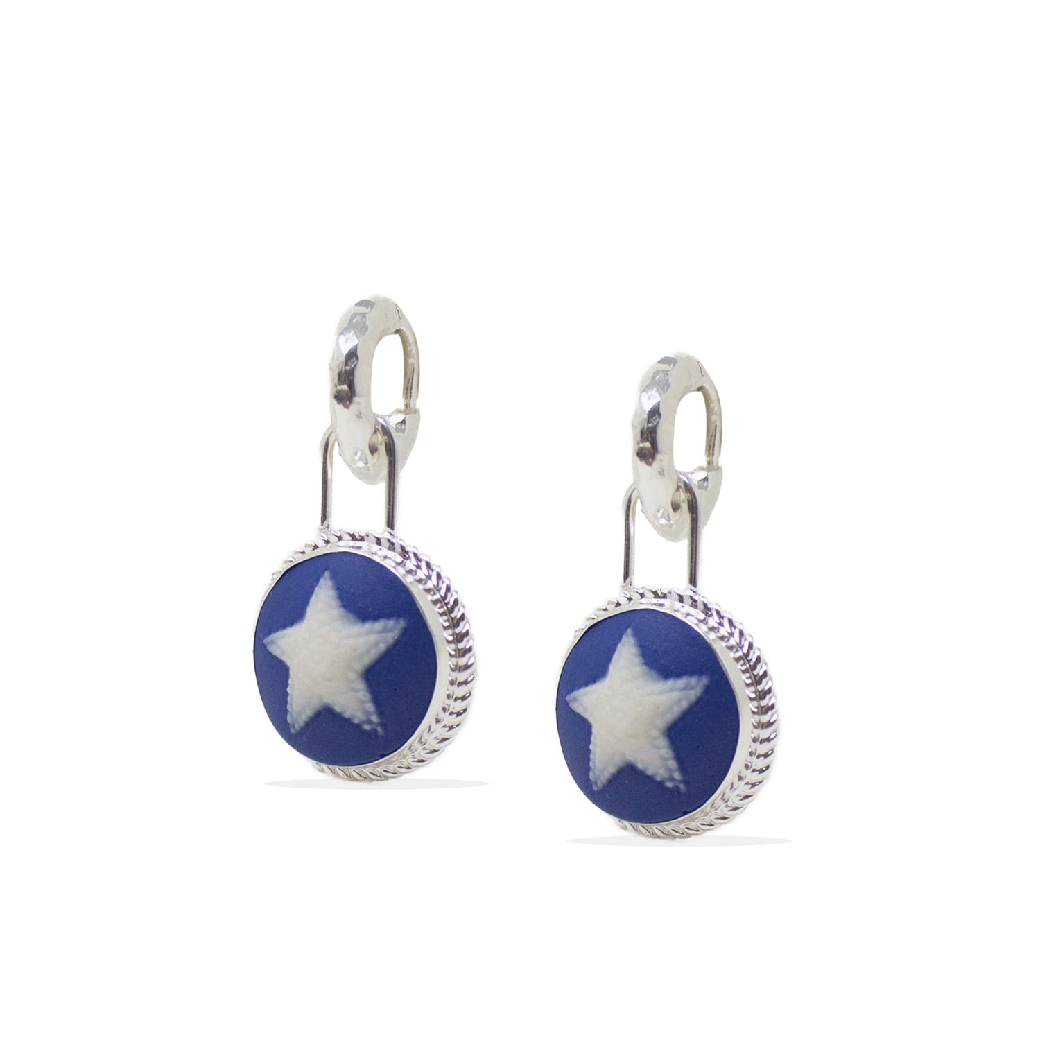 Starfish Cameo Hoop Earrings
