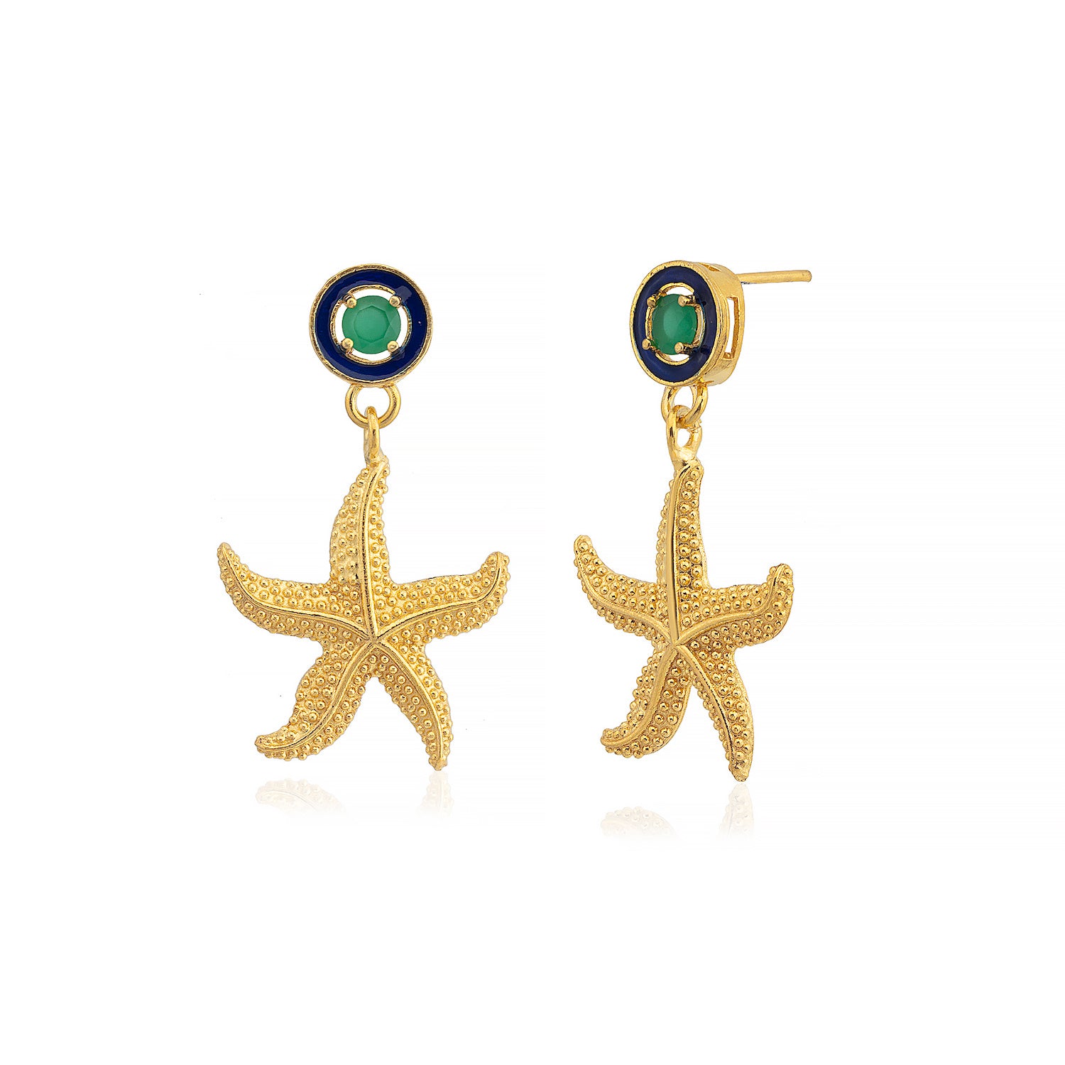 Starfish Drop Earrings - Navy Blue