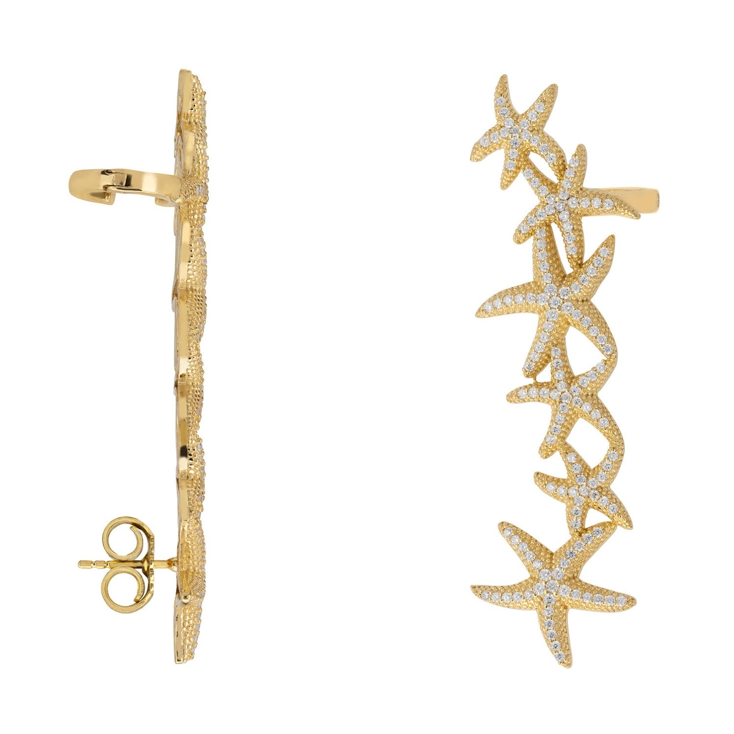 Starfish Ear-Climber Gold Left Ear