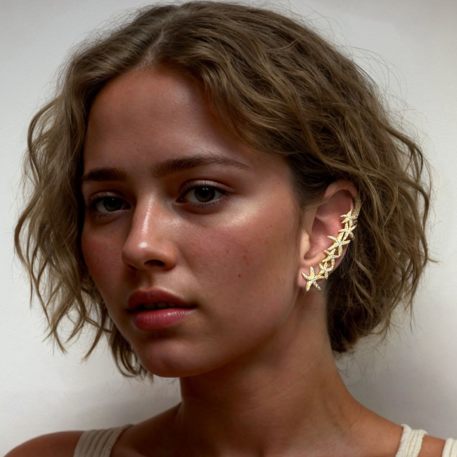 Starfish Ear-Climber Gold Left Ear