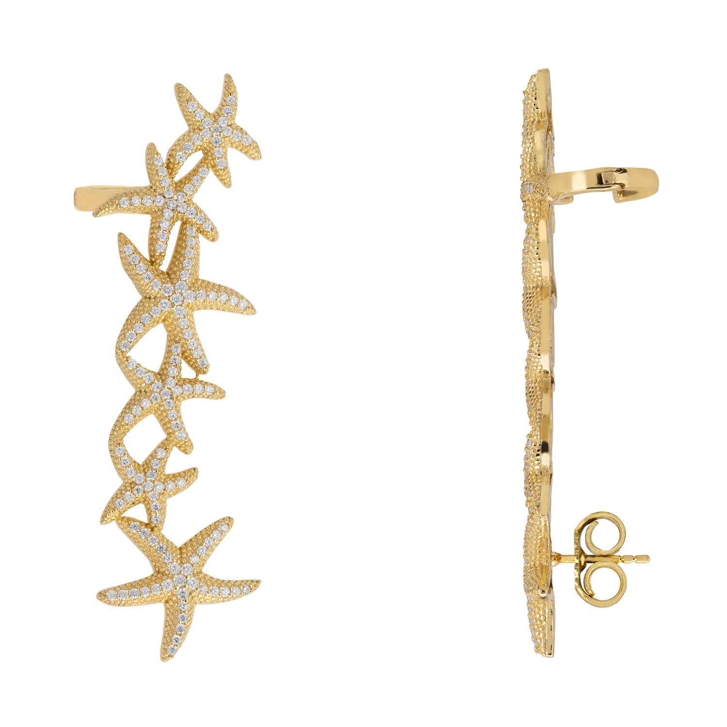 Starfish Ear-Climber Gold Right Ear