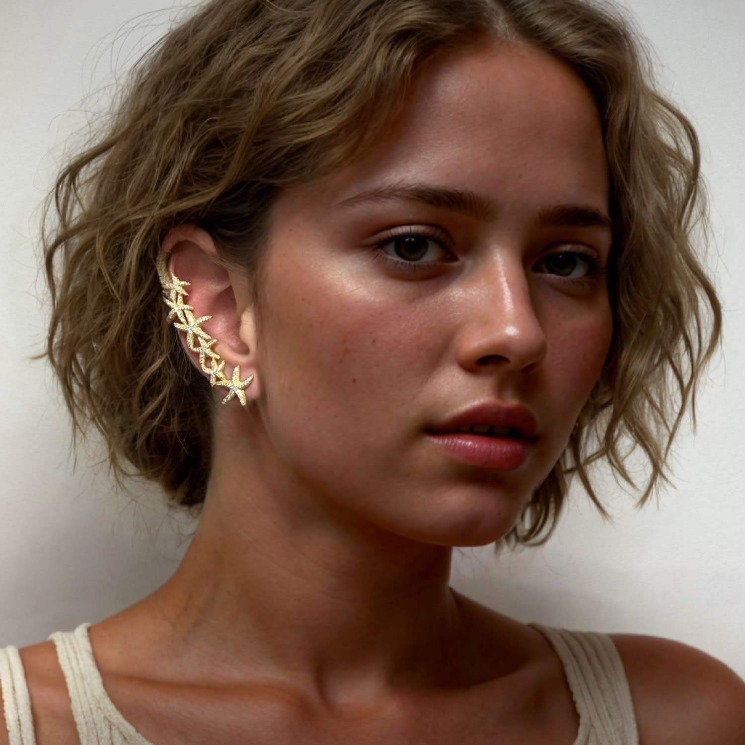 Starfish Ear-Climber Gold Right Ear