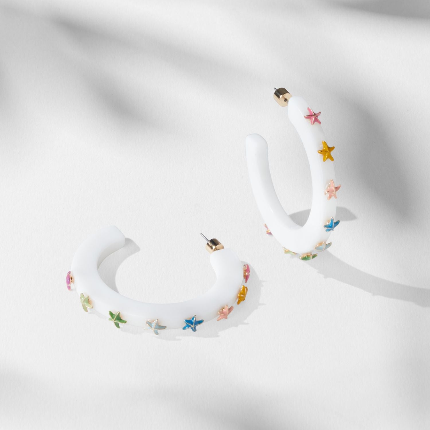 Starfish Large Jewel Hoop - White Multi