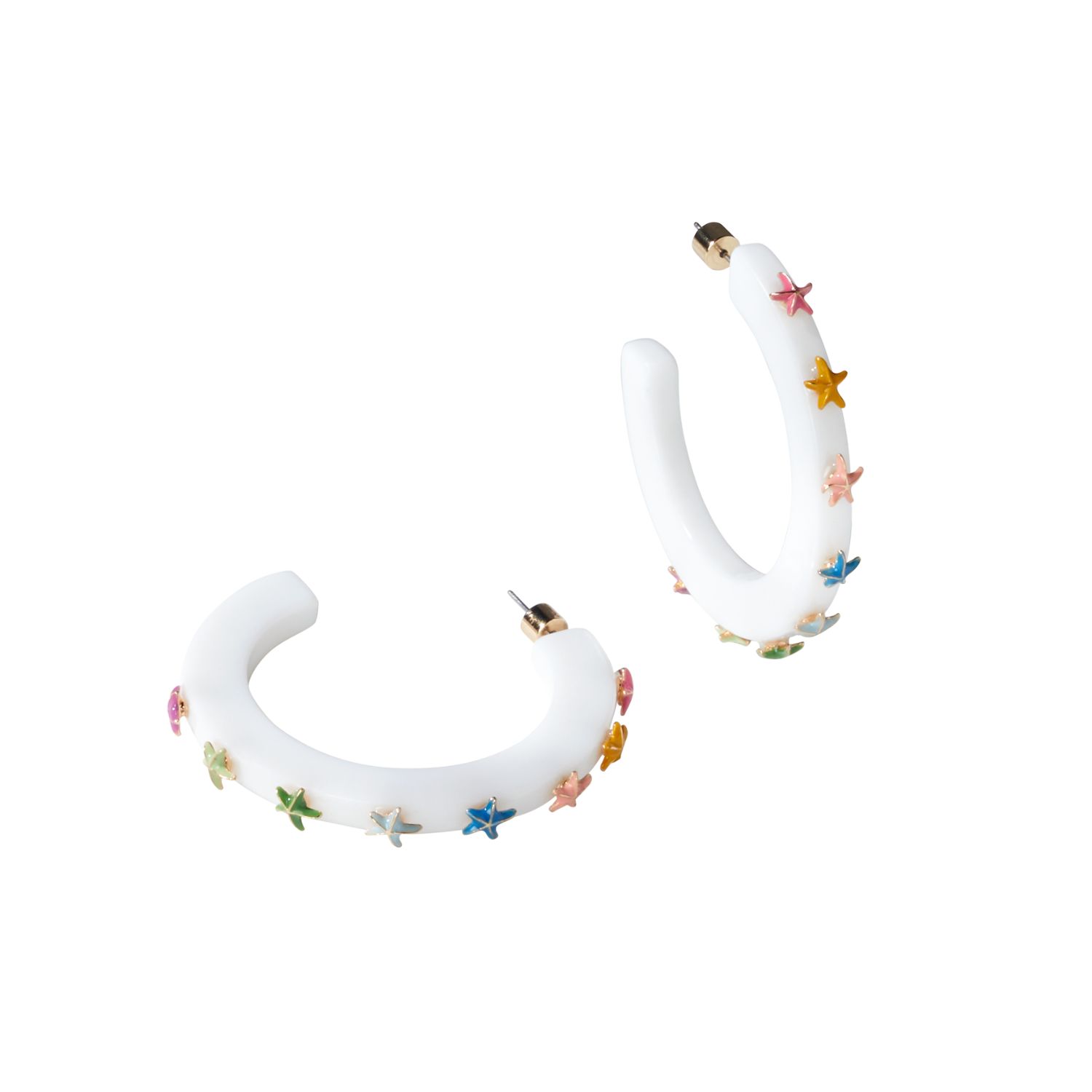 Starfish Large Jewel Hoop - White Multi