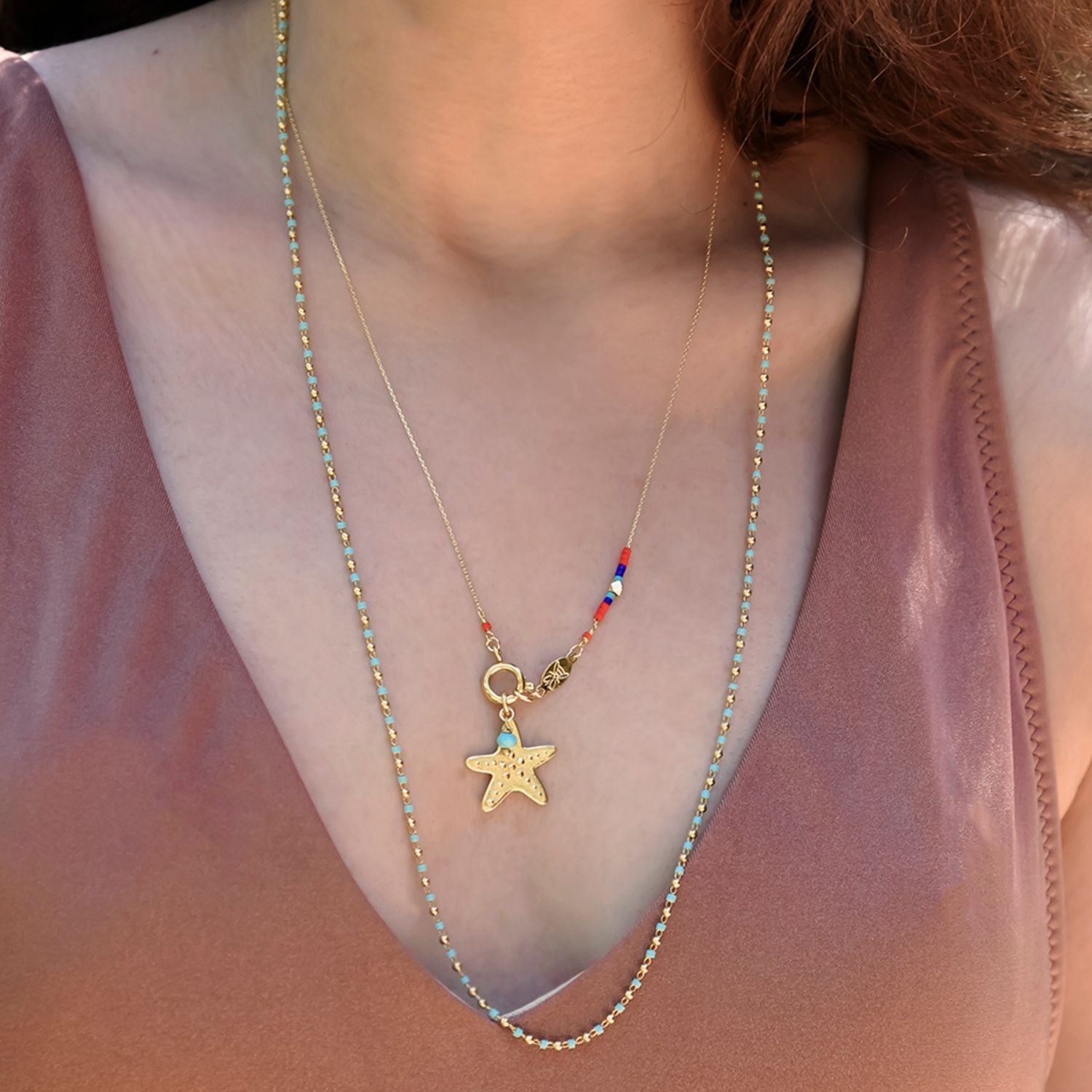 Starfish - Multicolored Pendant Necklace