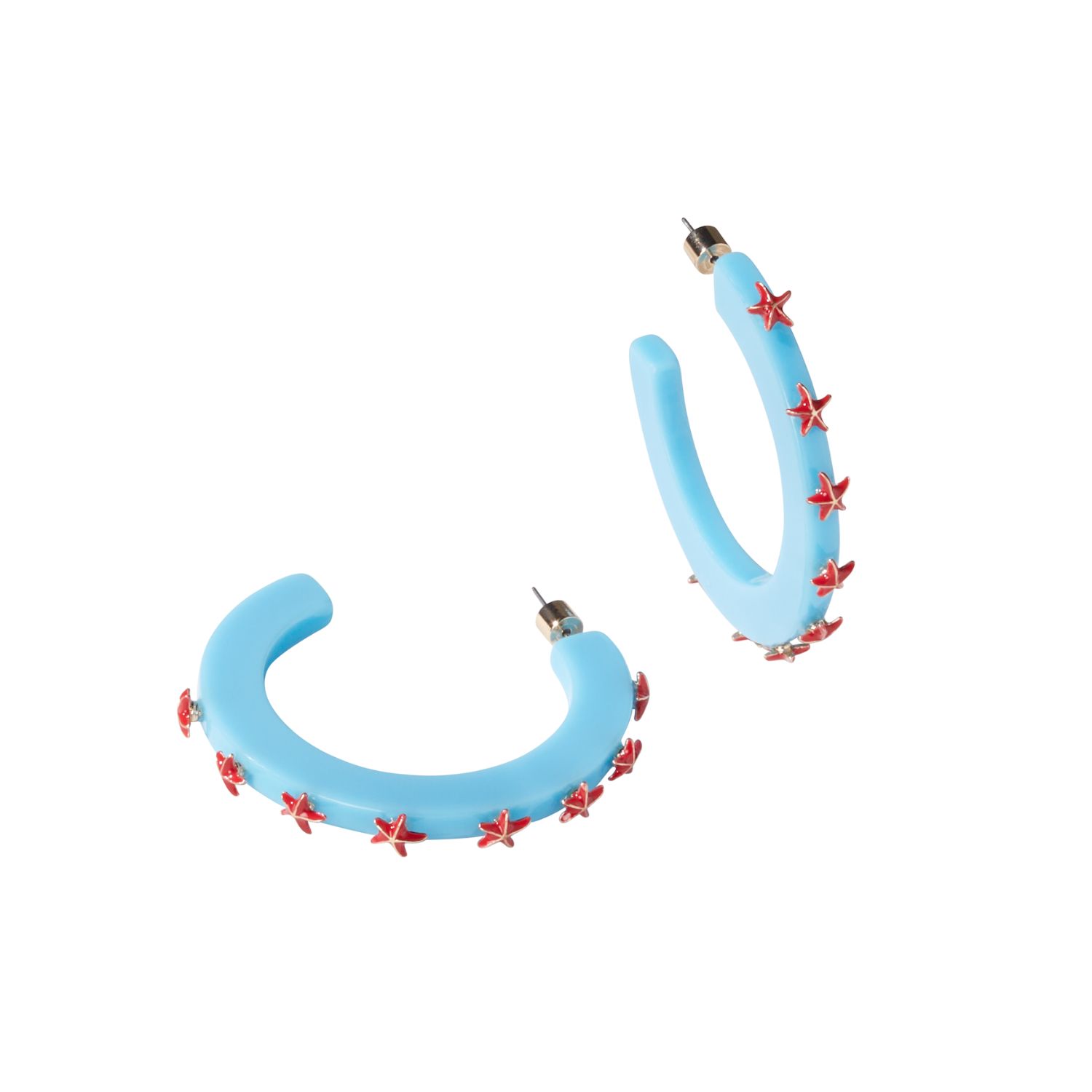 Starfish Large Jewel Hoop - Blue