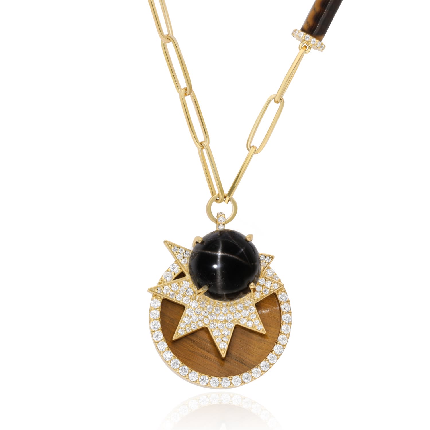 Starflare Tigerseye Solid Silver Necklace