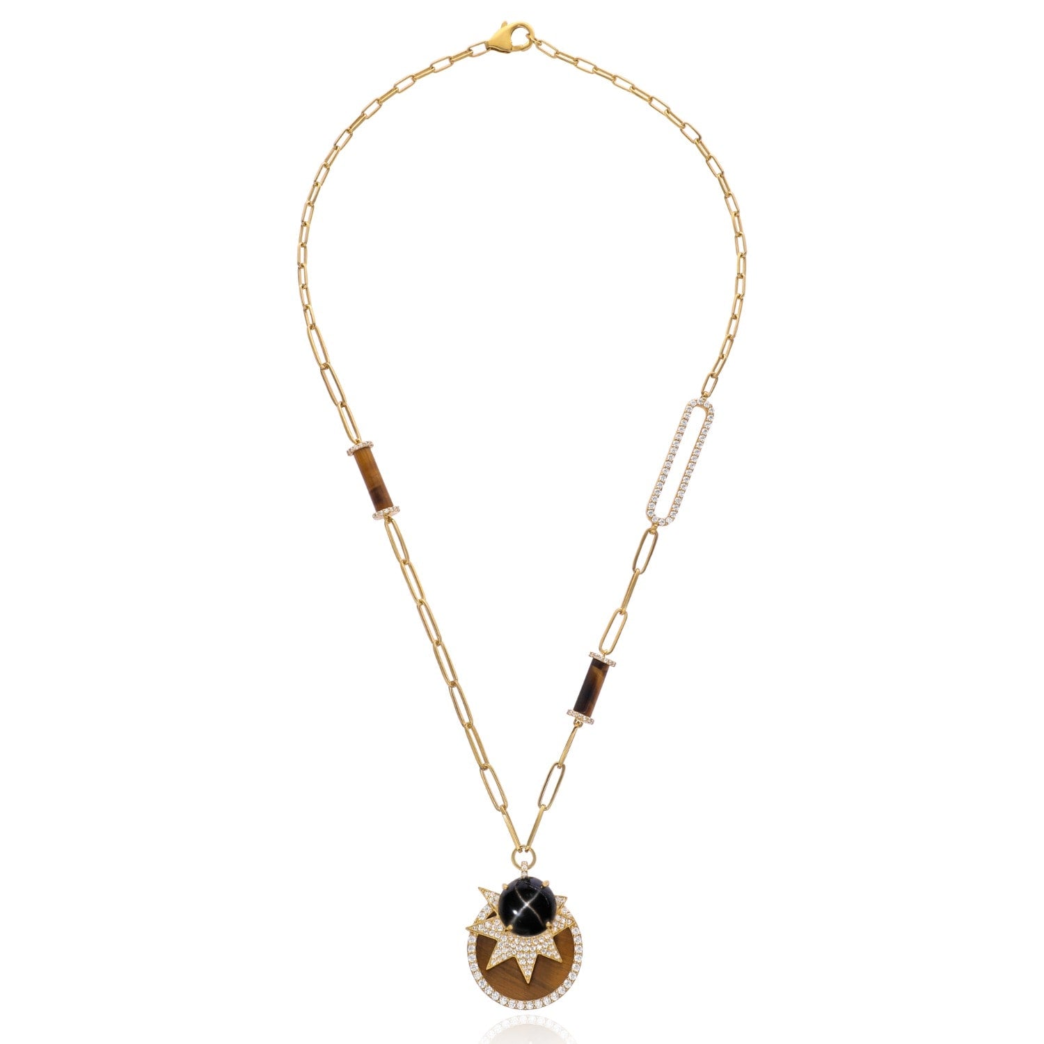 Starflare Tigerseye Solid Silver Necklace