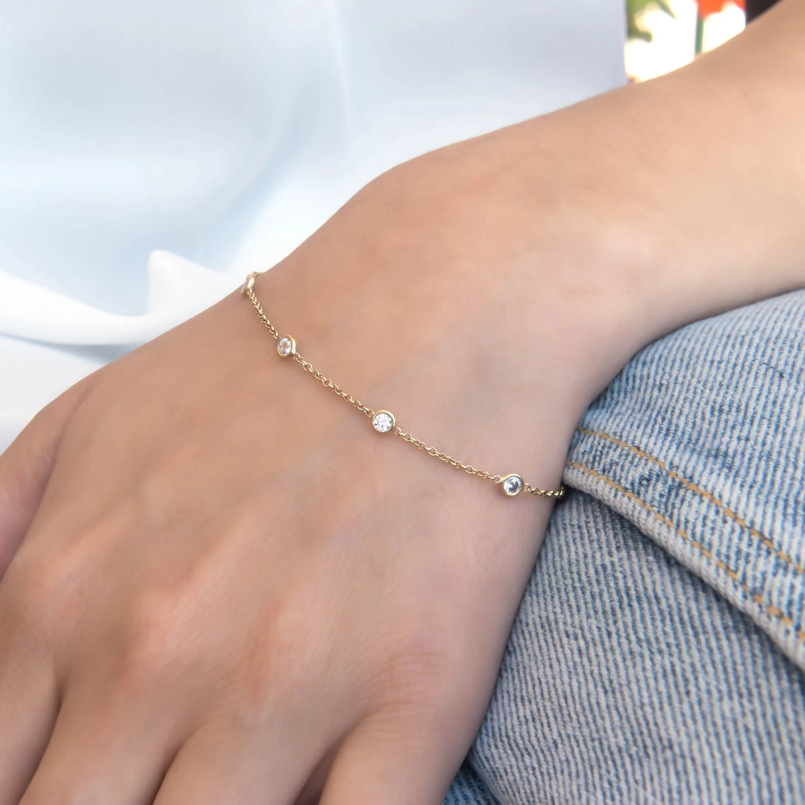 Starlight Three Diamond Station Bracelet