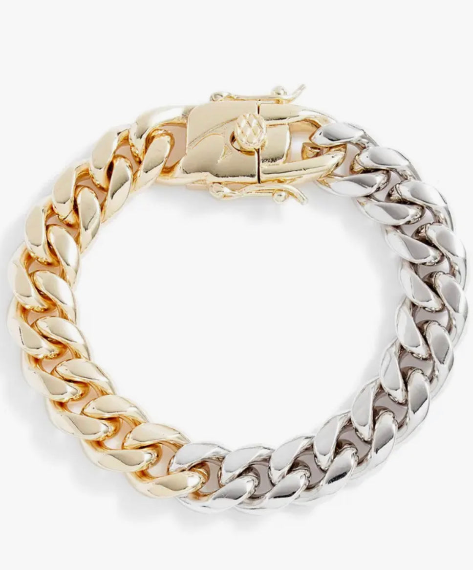 Statement Cuban Bracelet - Silver & Gold