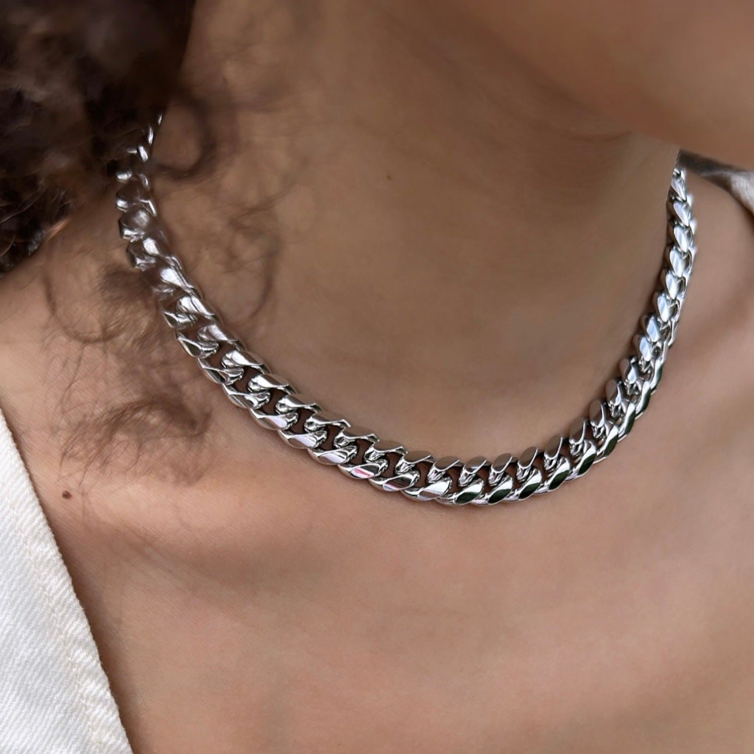 Statement Cuban Necklace- Silver