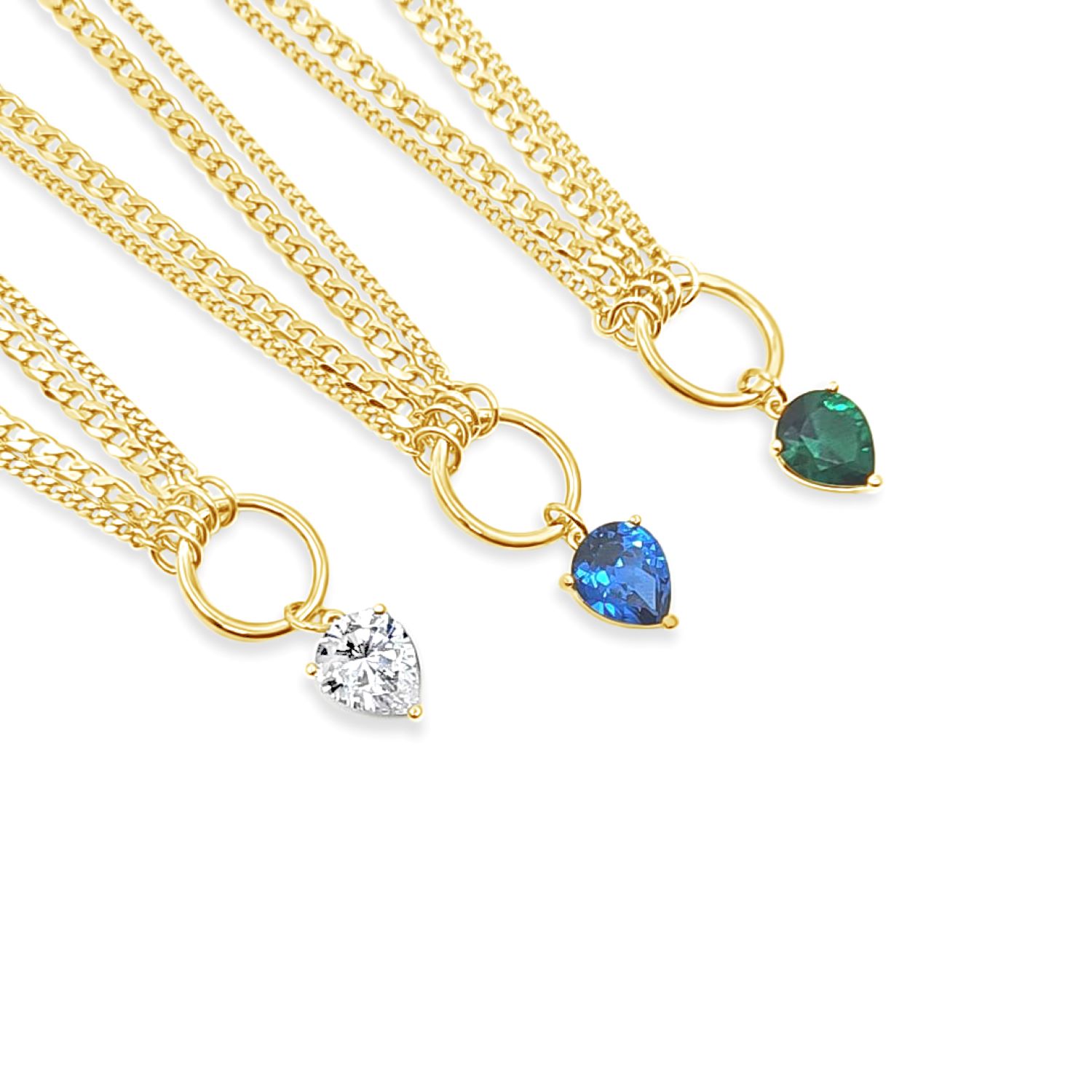 Statement Curb Necklace - Emerald-Gold