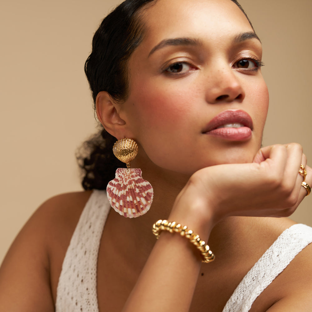 Statement Calico Shell Earrings