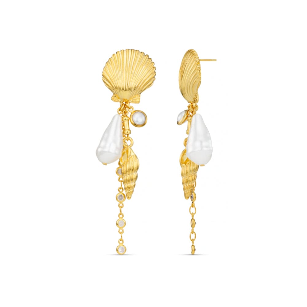 Statement Mixed Shell & Pearl Statement Drop Earrings