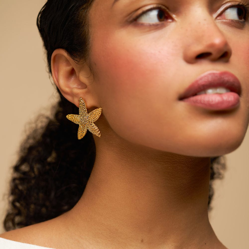 Statement Textured Starfish Stud Earrings