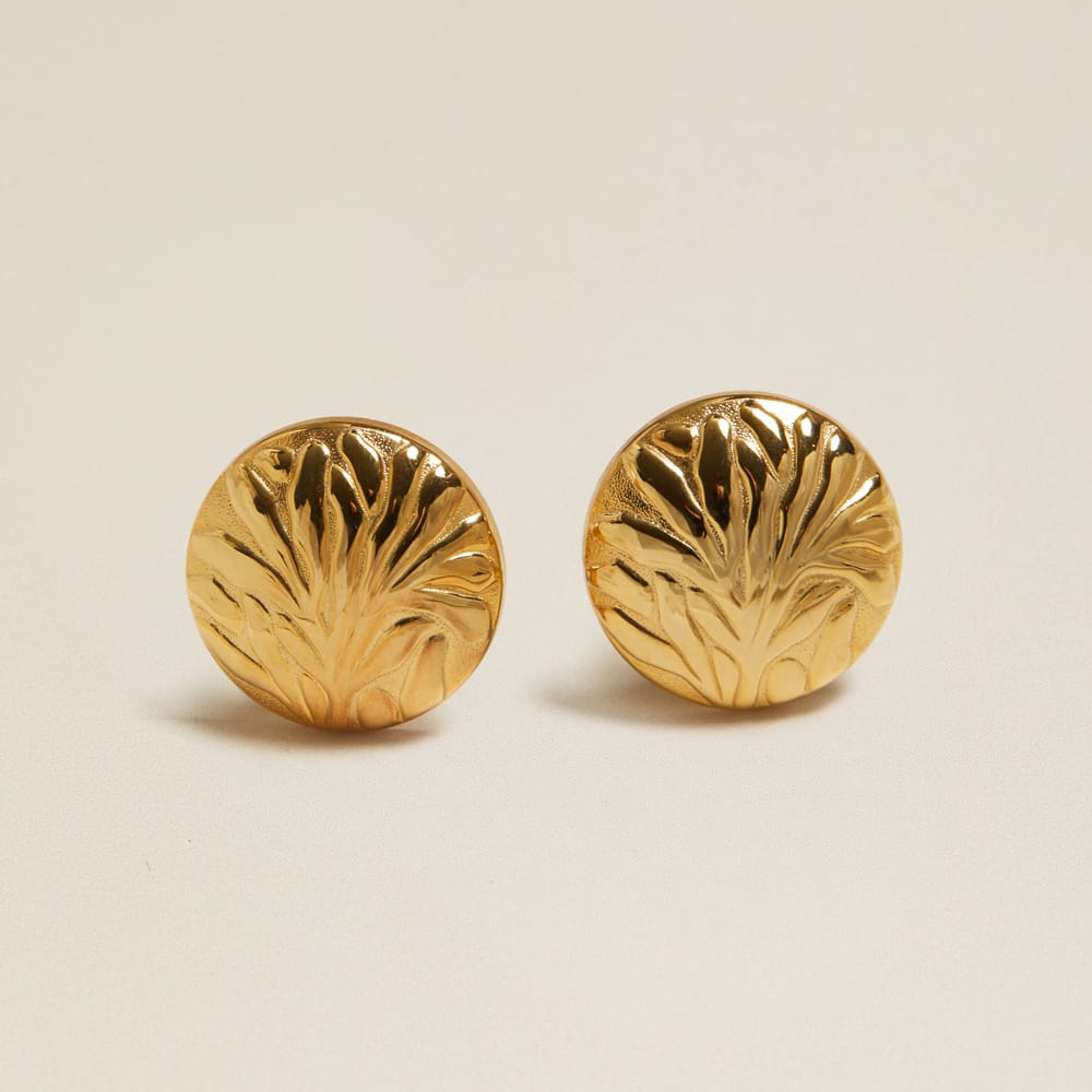 Vintage Oversized Floral Embossed Clip-On Earrings