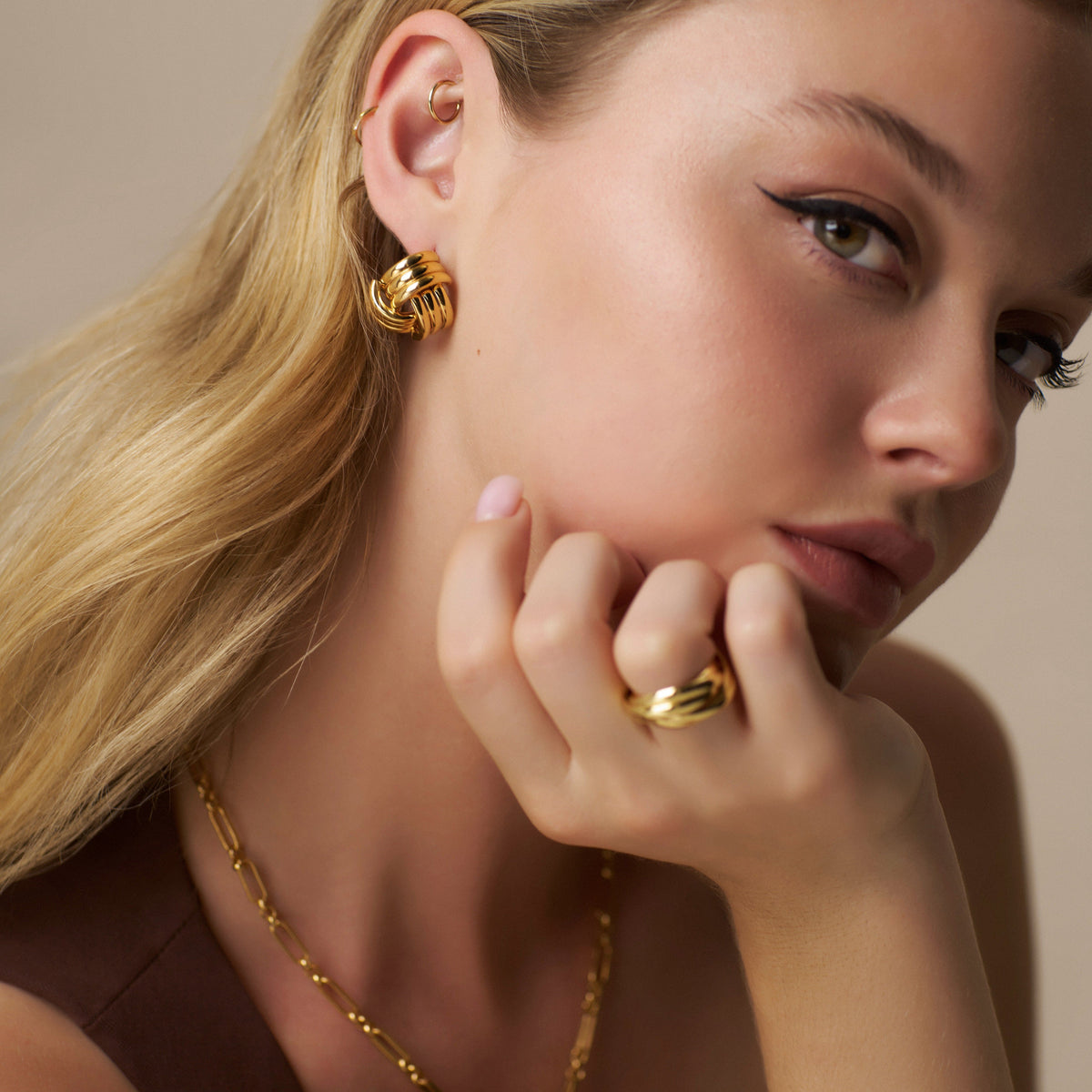 Interlocking Statement Stud Earrings