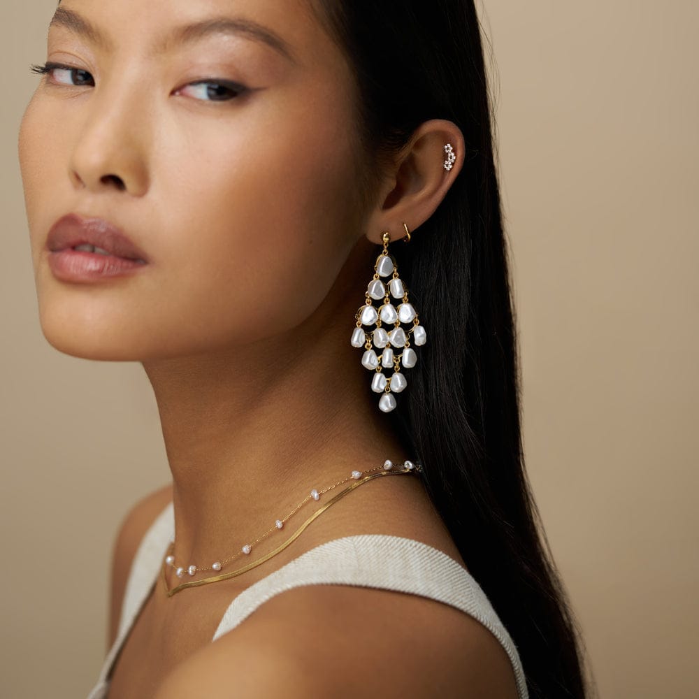Statement Pearl Chandelier Drop Earrings