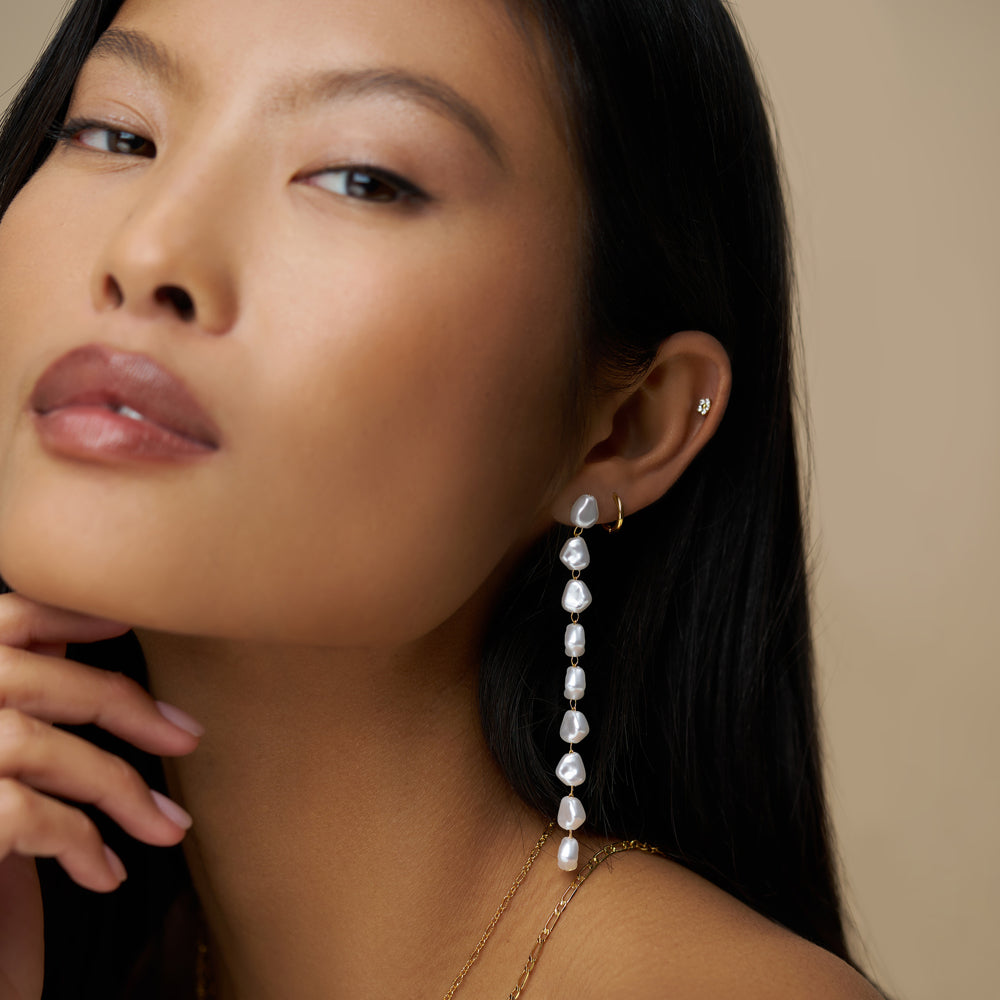Statement Pearl Long Drop Earrings
