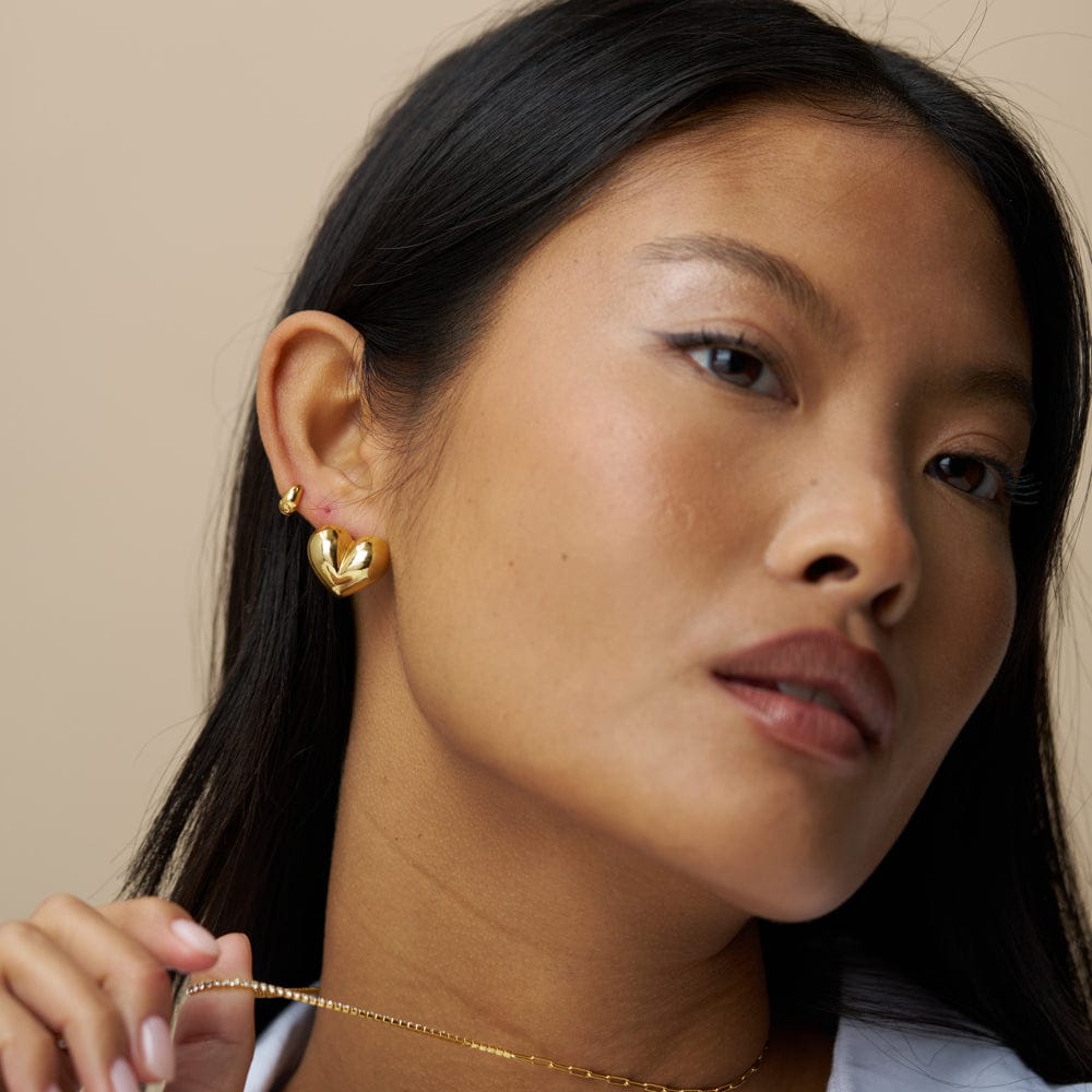 Statement Voluminous Heart Stud Earrings