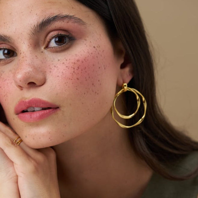 Oversized Ribbon Double Hoop Earrings