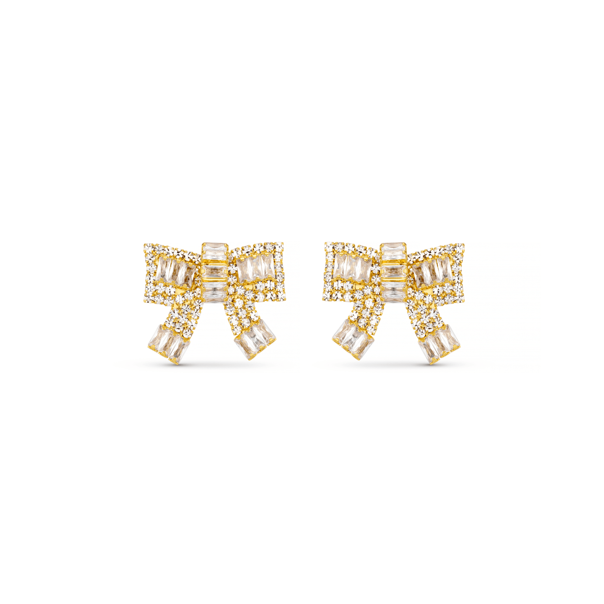 Pave Baguette Embellished Bow Earrings