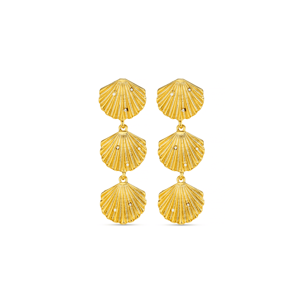 Statement Embellished Shell Drop Earrings