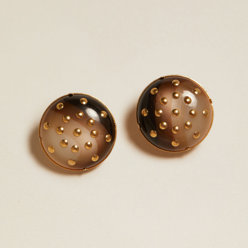 Vintage Semi-Precious Studded Clip-On Earrings