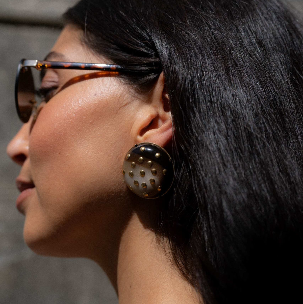Vintage Semi-Precious Studded Clip-On Earrings