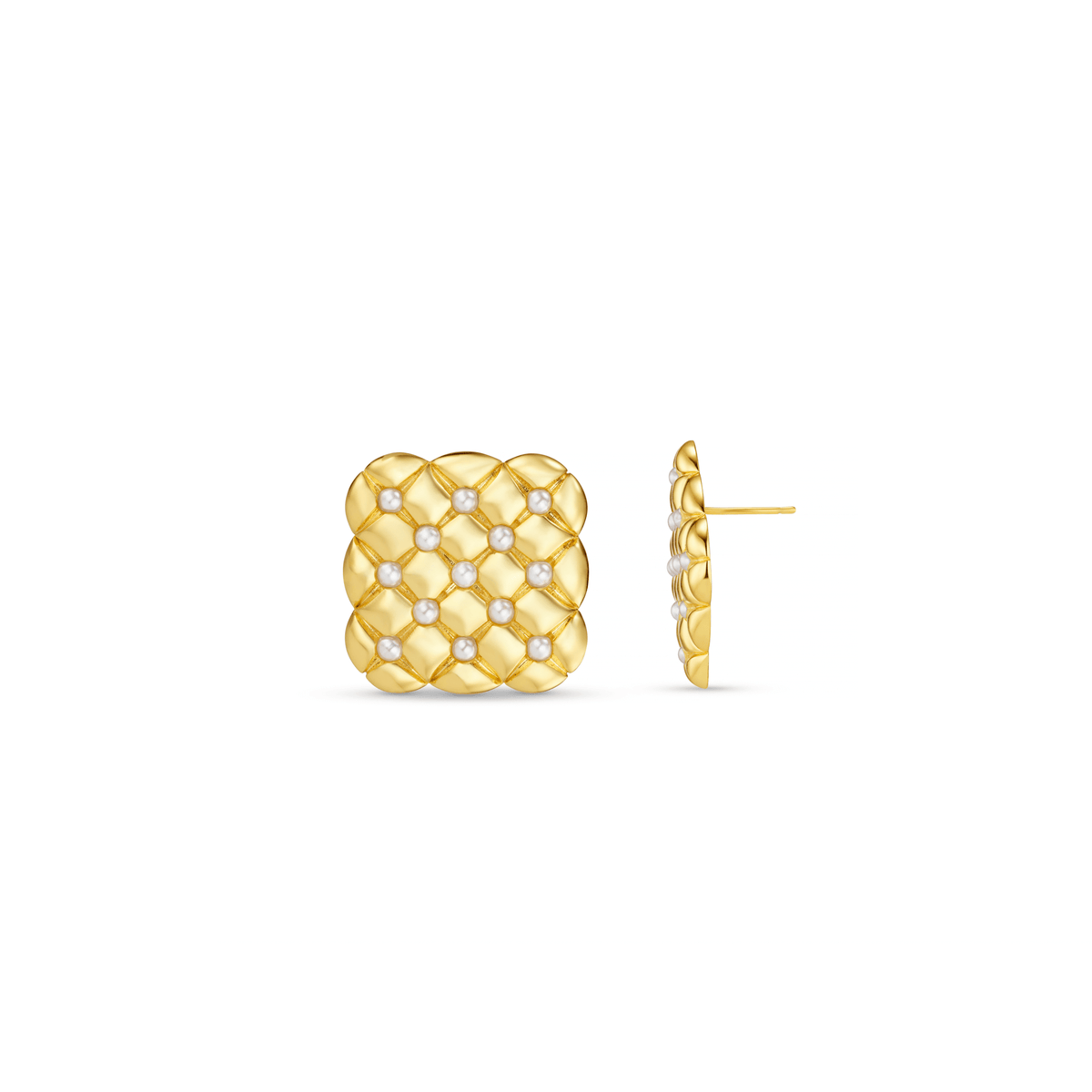Quilted Pearl Square Earrings