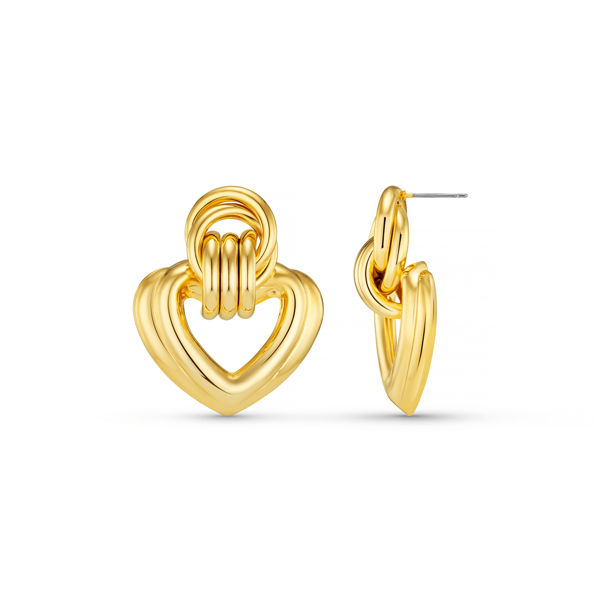 Statement Interlocking Textured Heart Earrings