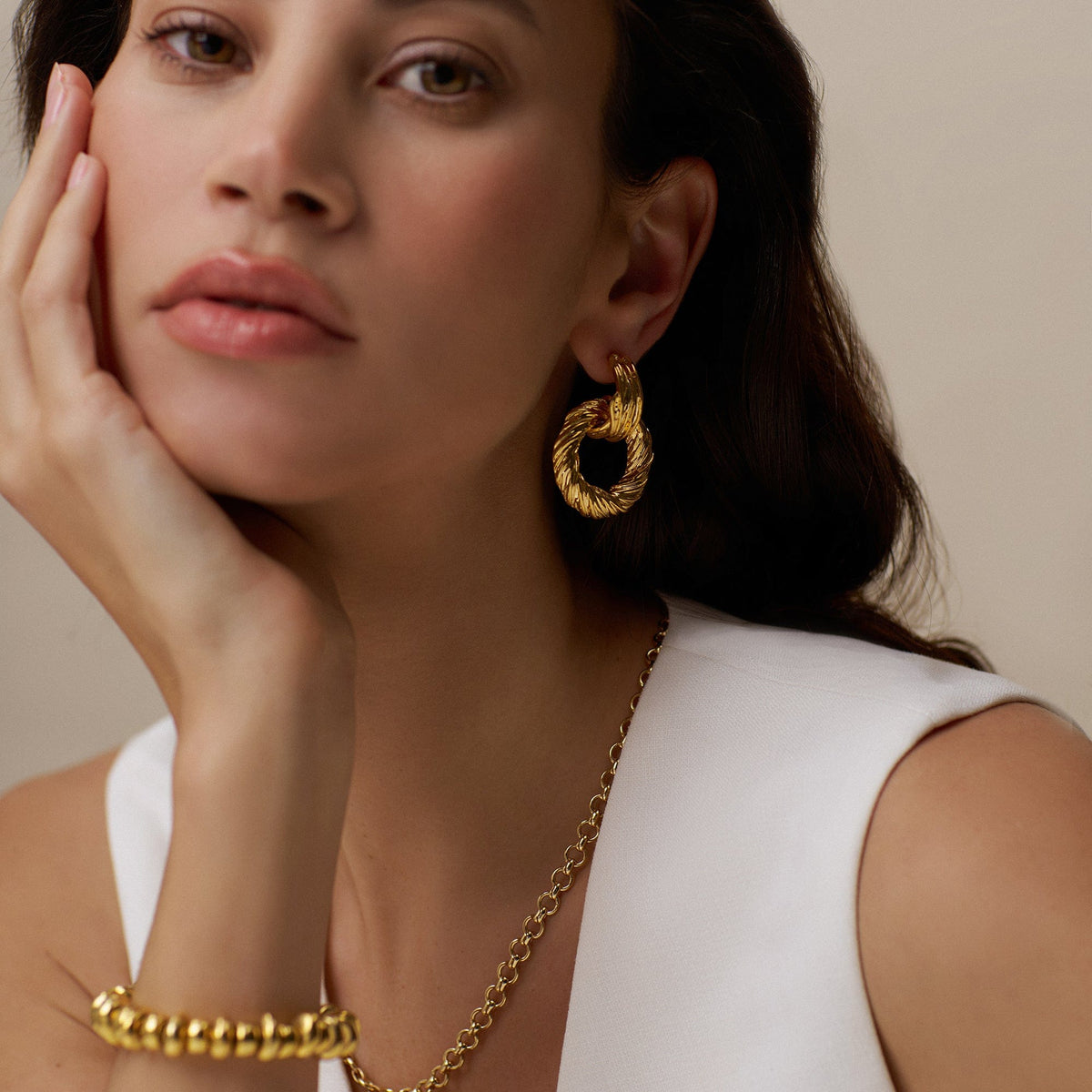 Statement Textured Door Knocker Earrings