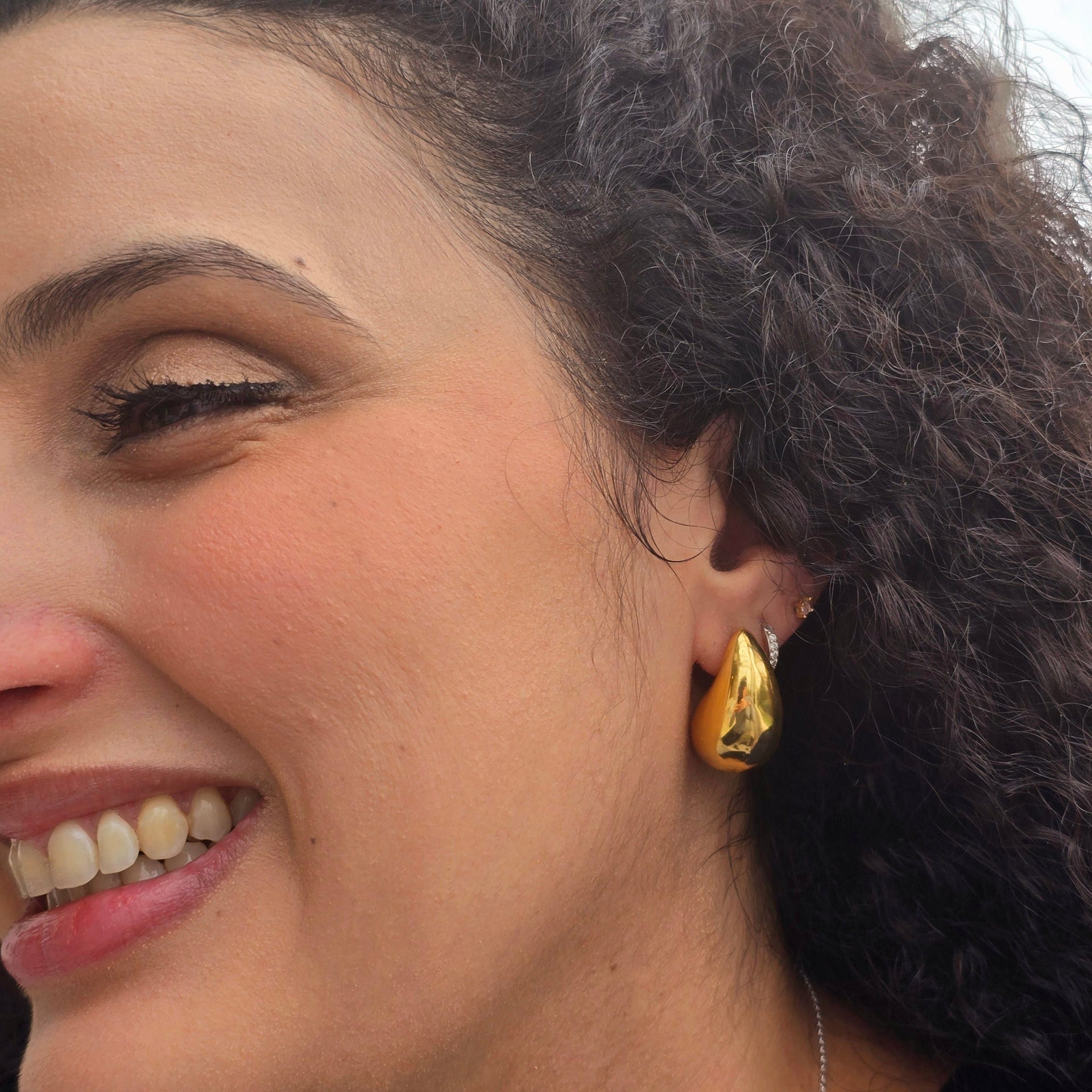 Statement Gold Plated Teardrop Style Stud Earrings