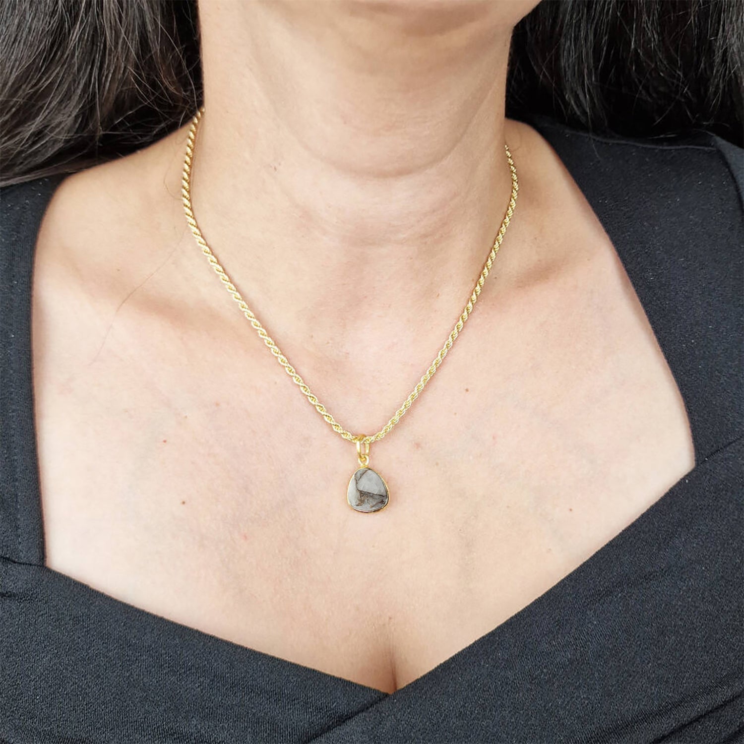 Statement Gold Vermeil Plated Herkimer Diamond April Birthstone Rope Necklace