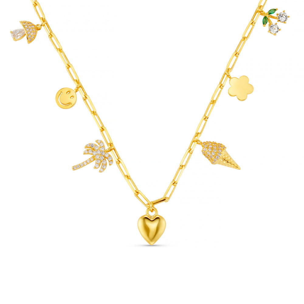 Mixed Eclectic Pavé Charm Necklace
