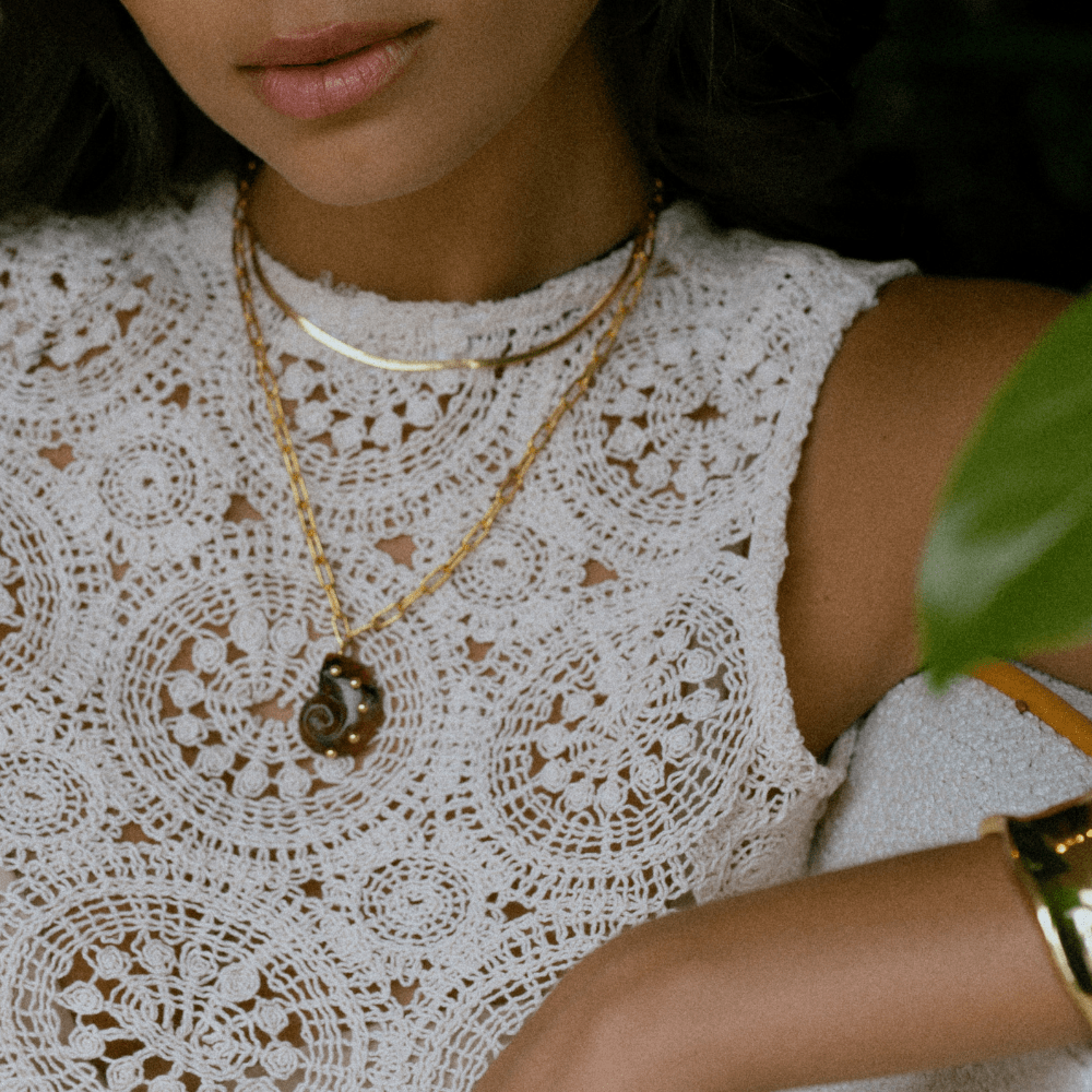 Studded Resin Ammonite Necklace