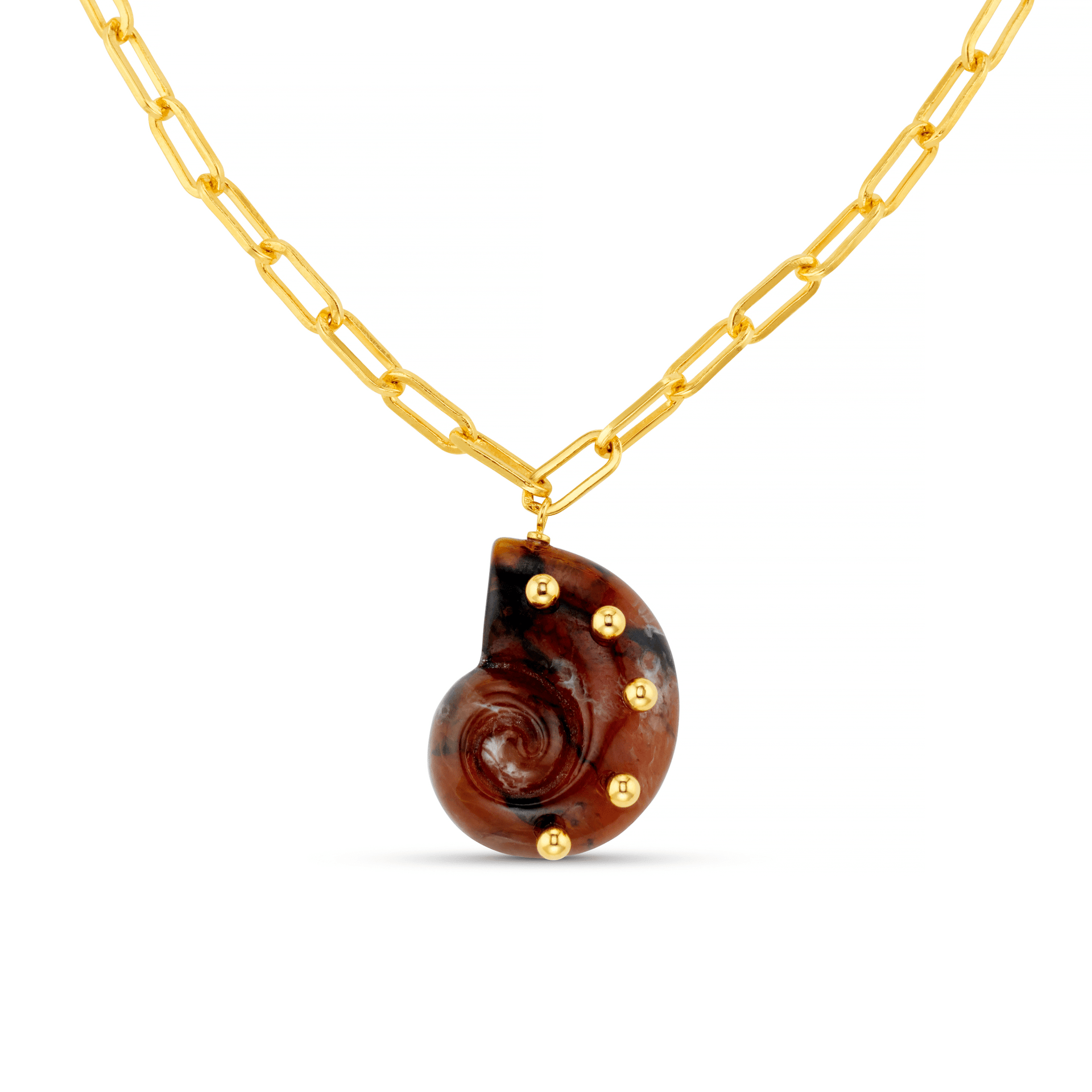 Studded Resin Ammonite Necklace