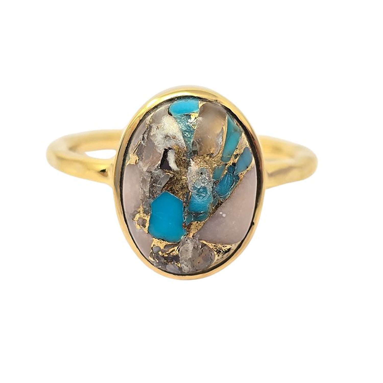 Statement Opal Turquoise Gemstone Gold Vermeil Ring